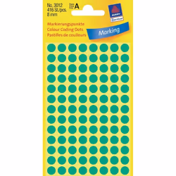 Avery Pastilles de couleur, vert, Ø 8,0 mm, Adhésif permanent, Vert, Cercle, 8 mm, 416 pièce(s), 104 pièce(s), 4 feuilles