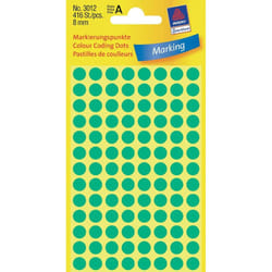 Avery Pastilles de couleur, vert, Ø 8,0 mm, Adhésif permanent
