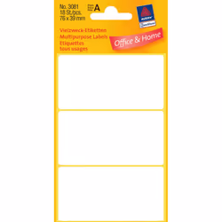 Avery Etiquettes universelles, blanc, 76,0 x 39,0 mm, Adhésif permanent, Blanc, Rectangle aux angles arrondis, 76 x 39 mm, Un ...