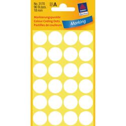 Avery Pastilles de couleur, blanc, Ø 18,0 mm, Adhésif permanent