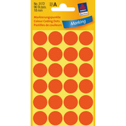Avery Pastilles de couleur, rouge fluorescent, Ø 18,0 mm, Adhésif permanent