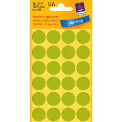 Avery Pastilles de couleur, vert, Ø 18,0 mm, Adhésif permanent, Vert, Cercle, Papier, 1,8 cm, 96 pièce(s), 24 pièce(s)