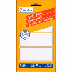 Avery Etiquettes adressage pour machine à écrire, 89 x 36 mm, Blanc, Rectangle aux angles arrondis, 89 x 36 mm, Papier, 320 p ...