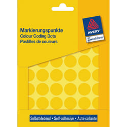 Avery Pastilles de couleur, jaune, Ø 18,0 mm, Adhésif permanent