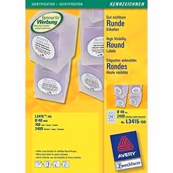 Avery L3415-100, Blanc, Papier, A4, 4 cm, 24 pièce(s), 100 feuilles