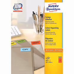 Avery Etiquette couleur, rouge, 105,0 x 148,0 mm, Adhésif permanent, Rouge, Imprimante d'étiquette adhésive, A4, Papier, Lase ...