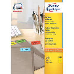 Avery Etiquette couleur, jaune, 105,0 x 148,0 mm, Adhésif permanent