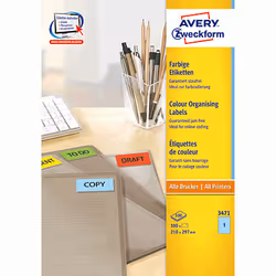 Avery Etiquette couleur, bleu, 210,0 x 297,0 mm, Adhésif permanent, Bleu, Imprimante d'étiquette adhésive, A4, Papier, Laser/ ...