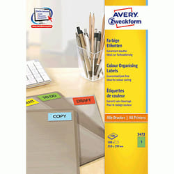 Avery Etiquette couleur, vert, 210,0 x 297,0 mm, Adhésif permanent