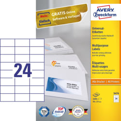 Avery 3474 étiquette auto-collante Rectangle Permanent Blanc 2400 pièce(s)