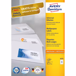 Avery 3474 étiquette auto-collante Rectangle Permanent Blanc 2400 pièce(s)