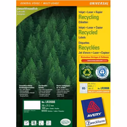 Avery LR3666, Blanc, Papier, Laser/a jet d'encre, 38 x 21.2mm, 6500 pièce(s), 100 feuilles