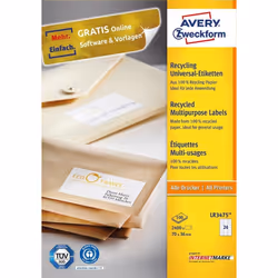 Avery LR3475, Blanc, Rectangle, Permanent, 70 x 36 mm, A4, Universel