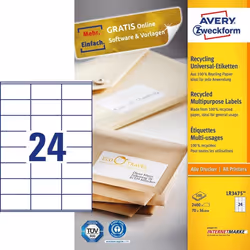 Avery LR3475 étiquette auto-collante Rectangle Permanent Blanc 2400 pièce(s)