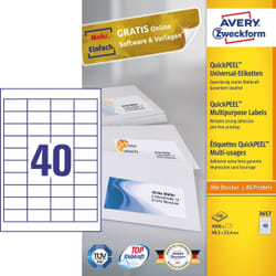 Avery 3657 étiquette auto-collante Rectangle Permanent Blanc 4000 pièce(s)