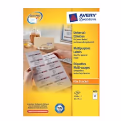 Avery 3670, Blanc, Papier, Laser/a jet d'encre, 64 x 36 mm, 2100 pièce(s)
