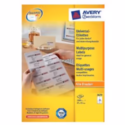 Avery 3679, Blanc, Papier, Laser/a jet d'encre, 97 x 55 mm, 1000 pièce(s)