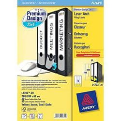 Avery Premium Design 2in1 Lever Arch File Labels étiquette auto-collante Blanc 60 pièce(s)