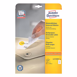 Avery Etiquettes enlevables, blanc, 99,1 x 139,0 mm, Adhésif enlevable, Blanc, Imprimante d'étiquette adhésive, A4, Papier, L ...