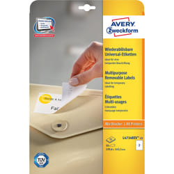 Avery Etiquettes enlevables, blanc, 199,6 x 143,5 mm, Adhésif enlevable