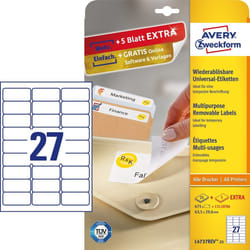 Avery L4737REV-25 étiquette auto-collante Rectangle aux angles arrondis Amovible Blanc 810 pièce(s)