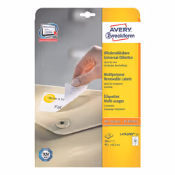 Avery Etiquettes enlevables, blanc, 99,1 x 42,3 mm, Adhésif enlevable, Blanc, Imprimante d'étiquette adhésive, A4, Papier, La ...
