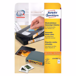 Avery L4747REV-25, Blanc, Rectangle aux angles arrondis, 59 x 50 mm, A4, Papier, Universel