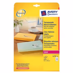 Avery L4770-25, Transparent, Polyester, Laser, 1000 pièce(s)