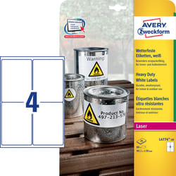 Avery Etiquettes ultra résistantes, blanc, 99,1 x 139,0 mm, Adhésif extra permanent