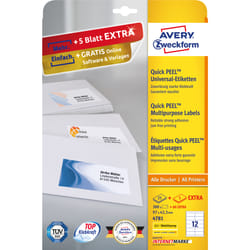 Avery Etiquettes universelles, blanc, 97,0 x 42,3 mm, Adhésif permanent