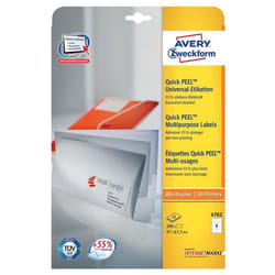 Avery Etiquettes universelles, blanc, 97,0 x 67,7 mm, Adhésif permanent