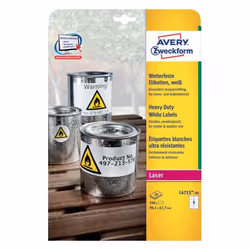 Avery L4715-20, Blanc, Rectangle aux angles arrondis, Permanent, 99.1 x 67.7 mm, A4, Polyester