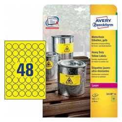 Avery L6128-20 étiquette auto-collante Cercle Permanent Jaune 20 pièce(s)