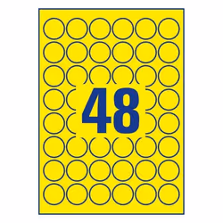 Avery L6128-20 étiquette auto-collante Cercle Permanent Jaune 20 pièce(s)