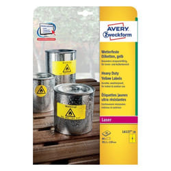 Avery L6127-20 étiquette auto-collante Rectangle aux angles arrondis Permanent Jaune 80 pièce(s)