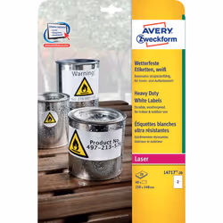 Avery L4717-20, Blanc, Rectangle aux angles arrondis, Permanent, Polyester, 210 mm, 148 mm