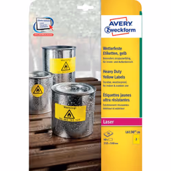 Avery L6130-20, Jaune, Rectangle, Permanent, Polyester, Mat, -20 - 80 °C