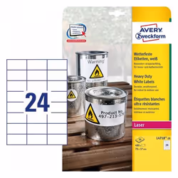 Avery L4718-20, Blanc, Imprimante d'étiquette adhésive, A4, mousse, Polyester, Laser/a jet d'encre, Permanent
