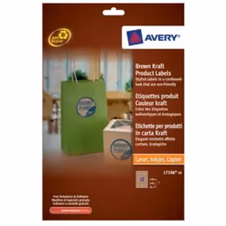 Avery Brown Kraft Product Labels, Marron, Papier, Laser, 60 x 60, 240 pièce(s), 20 feuilles