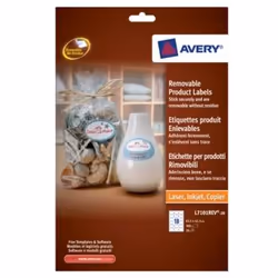Avery Removable Product Labels, Blanc, Papier, Laser, 63,5 x 42,3, 360 pièce(s), 20 feuilles