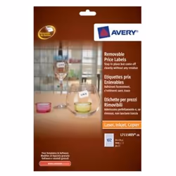 Avery Removable Price Labels, Blanc, Papier, Laser, 26 x 16, 2040 pièce(s), 20 feuilles