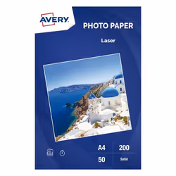 Avery C2898-50X, Satin, 200 g/m², Laser, A4, Blanc, 50 feuilles