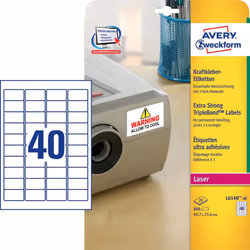 Avery L6140-20 étiquette auto-collante Rectangle aux angles arrondis Permanent Blanc 800 pièce(s)