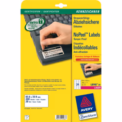 Avery L6146-20, Blanc, A4, Acrylique, 63,5 mm, 33,9 mm, 480 pièce(s)