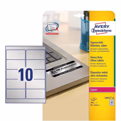 Avery L6012-20 étiquette auto-collante Rectangle aux angles arrondis Permanent Argent 200 pièce(s)