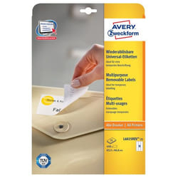 Avery Etiquettes enlevables, blanc, 63,5 x 46,6 mm, Adhésif enlevable