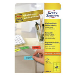 Avery Etiquette mini, jaune, 45,7 x 21,2 mm, Adhésif permanent