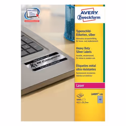 Avery L6009-100, Argent, Rectangle aux angles arrondis, Permanent, 45.7 x 21.2 mm, A4, Polyester