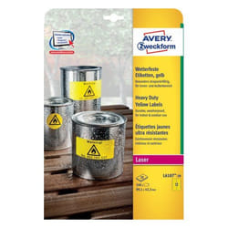 Avery L6107-20 étiquette auto-collante Rectangle aux angles arrondis Permanent Jaune 240 pièce(s)