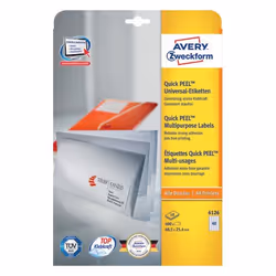 Avery 6126 étiquette auto-collante Rectangle Permanent Blanc 400 pièce(s)